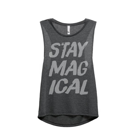 Thread Tank Stay Magical Women's Sleeveless Muscle Tank Top Charcoal X-Large