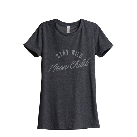 Thread Tank Stay Wild Moon Child Women's Relaxed Crewneck T-Shirt Tee Charcoal 2X-Large