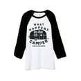 thumbnail image 1 of Thread Tank Stays In The Camper Unisex 3/4 Sleeves Baseball Raglan White Black X-Large, 1 of 4