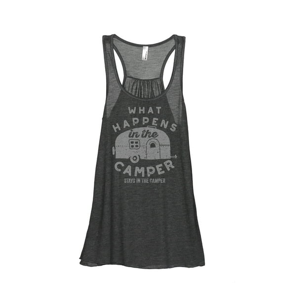 Thread Tank Stays In The Camper Women's Sleeveless Flowy Racerback Tank Top Charcoal Small