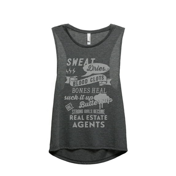 Thread Tank Strong Girls Real Estate Agents Women's Sleeveless Muscle Tank Top Charcoal 2X-Large