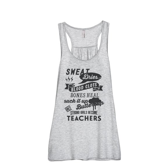 Thread Tank Strong Girls Teachers Women's Sleeveless Flowy Racerback Tank Top Sport Grey 2X-Large