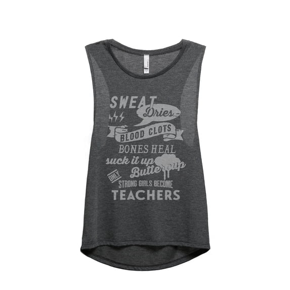 Thread Tank Strong Girls Teachers Women's Sleeveless Muscle Tank Top Charcoal X-Large