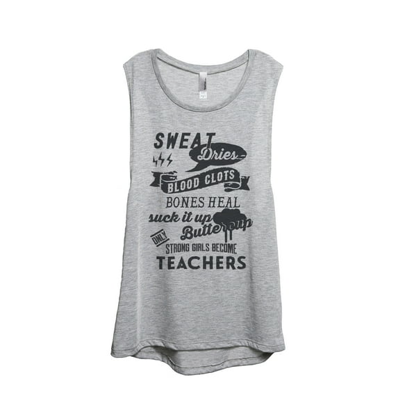 Thread Tank Strong Girls Teachers Women's Sleeveless Muscle Tank Top Sport Grey Small