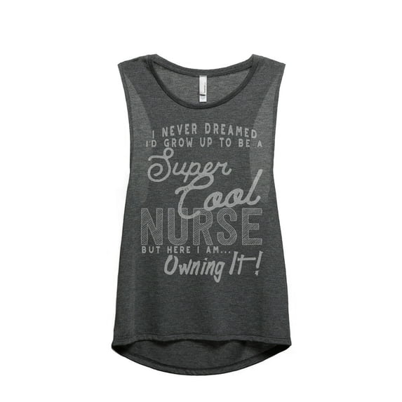 Thread Tank Super Cool Nurse Women's Sleeveless Muscle Tank Top Charcoal Medium