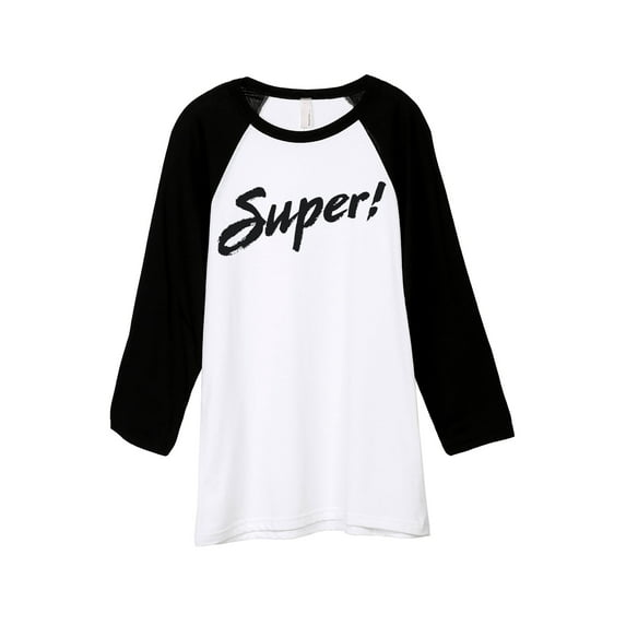 Thread Tank Super Unisex 3/4 Sleeves Baseball Raglan White Black Small