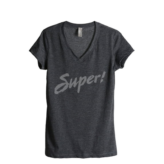 Thread Tank Super Women's Relaxed V-Neck T-Shirt Tee Charcoal Small