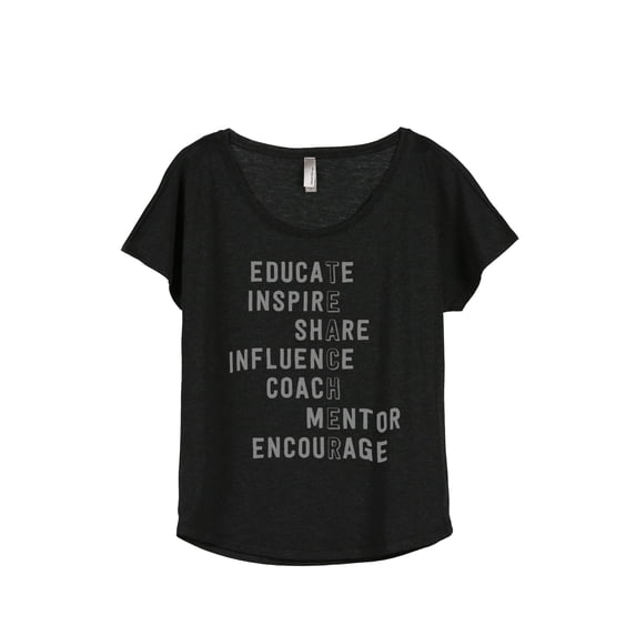 Thread Tank Teacher Appreciation Women's Relaxed Slouchy Dolman T-Shirt Tee Heather Black 2X-Large