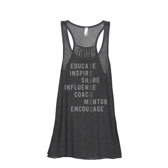 Thread Tank Teacher Appreciation Women's Sleeveless Flowy Racerback Tank Top Charcoal Medium