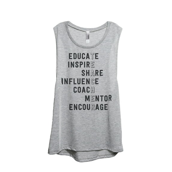 Thread Tank Teacher Appreciation Women's Sleeveless Muscle Tank Top Sport Grey Small