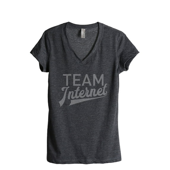 Thread Tank Team Internet Women's Relaxed V-Neck T-Shirt Tee Charcoal 2X-Large