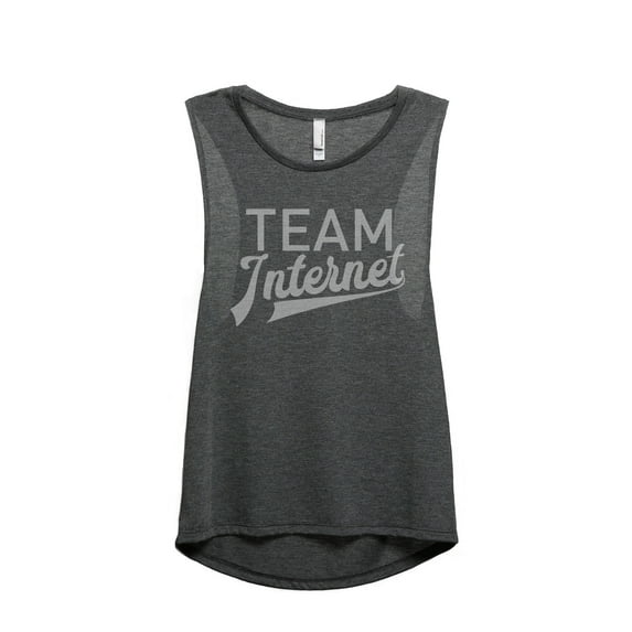 Thread Tank Team Internet Women's Sleeveless Muscle Tank Top Charcoal X-Large