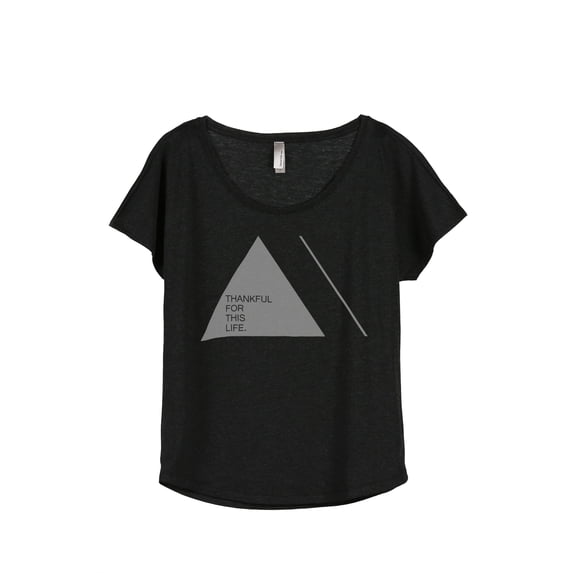 Thread Tank Thankful Life Women's Relaxed Slouchy Dolman T-Shirt Tee Heather Black Large