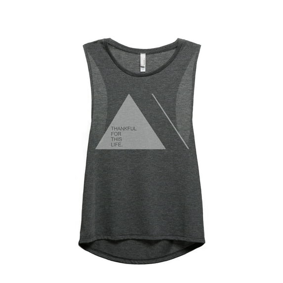 Thread Tank Thankful Life Women's Sleeveless Muscle Tank Top Charcoal Small