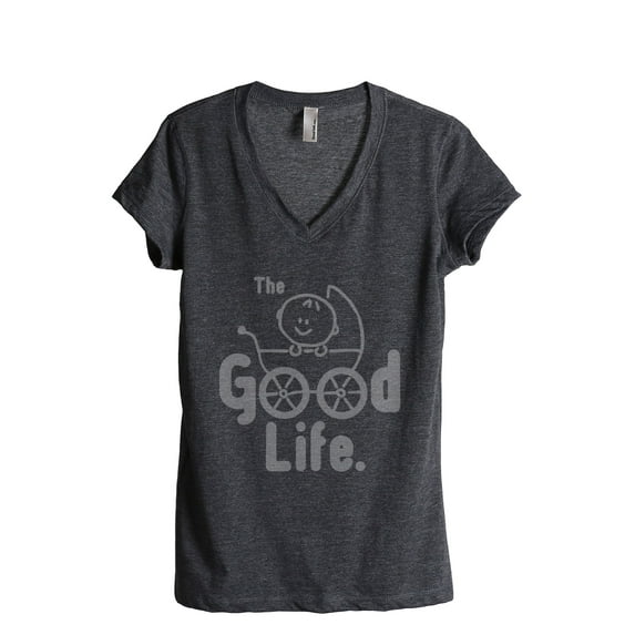 Thread Tank The Good Life Mom Women's Relaxed V-Neck T-Shirt Tee Charcoal Large