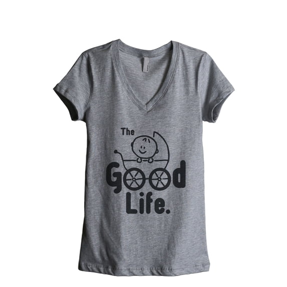 Thread Tank The Good Life Mom Women's Relaxed V-Neck T-Shirt Tee Heather Grey Small