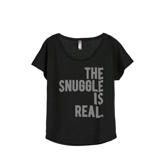 Thread Tank The Snuggle Is Real Women's Relaxed Slouchy Dolman T-Shirt Tee Heather Black Large