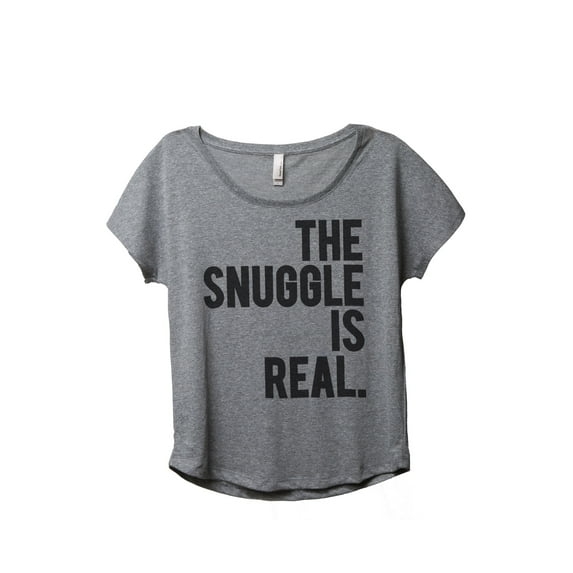 Thread Tank The Snuggle Is Real Women's Relaxed Slouchy Dolman T-Shirt Tee Heather Grey Small