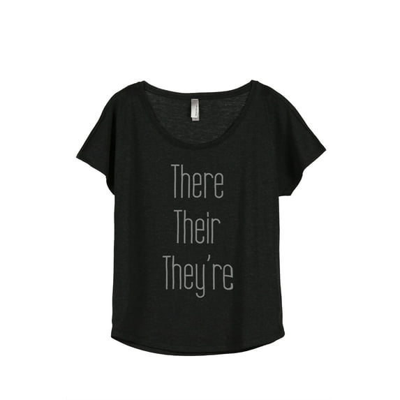 Thread Tank There Their Theyre Women's Relaxed Slouchy Dolman T-Shirt Tee Heather Black Small
