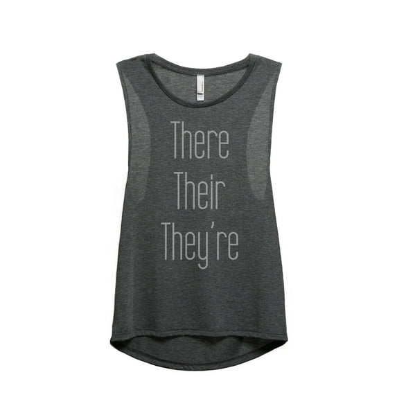 Thread Tank There Their Theyre Women's Sleeveless Muscle Tank Top Charcoal X-Large