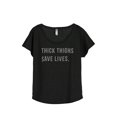 thumbnail image 1 of Thread Tank Thick Thighs Save Lives Women's Relaxed Slouchy Dolman T-Shirt Tee Heather Black Medium, 1 of 3
