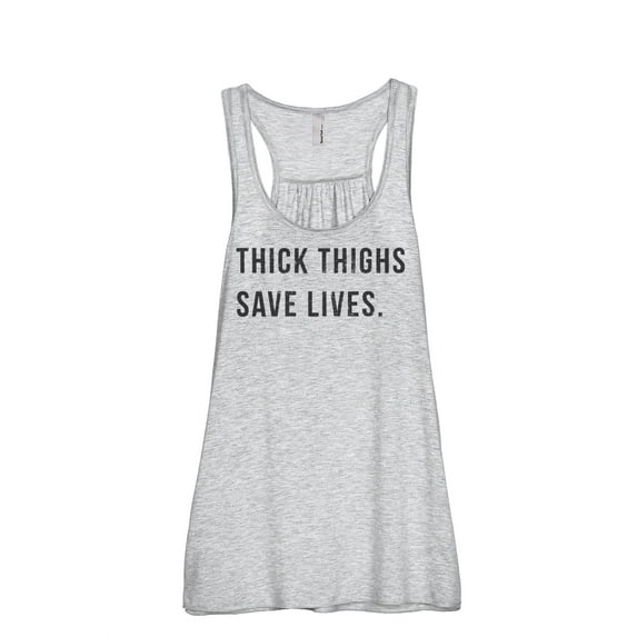 Thread Tank Thick Thighs Save Lives Women's Sleeveless Flowy Racerback Tank Top Sport Grey 2X-Large