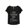 thumbnail image 1 of Thread Tank This Teacher Has Class Women's Relaxed Slouchy Dolman T-Shirt Tee Heather Black Small, 1 of 4