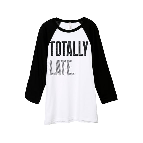Thread Tank Totally Late Unisex 3/4 Sleeves Baseball Raglan White Black Small