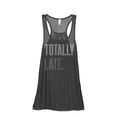 thumbnail image 1 of Thread Tank Totally Late Women's Sleeveless Flowy Racerback Tank Top Charcoal Small, 1 of 3