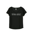thumbnail image 1 of Thread Tank Tryna Adult Women's Relaxed Slouchy Dolman T-Shirt Tee Heather Black Small, 1 of 4