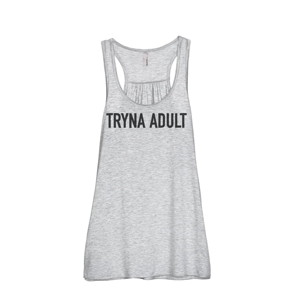 Thread Tank Tryna Adult Women's Sleeveless Flowy Racerback Tank Top Sport Grey Small