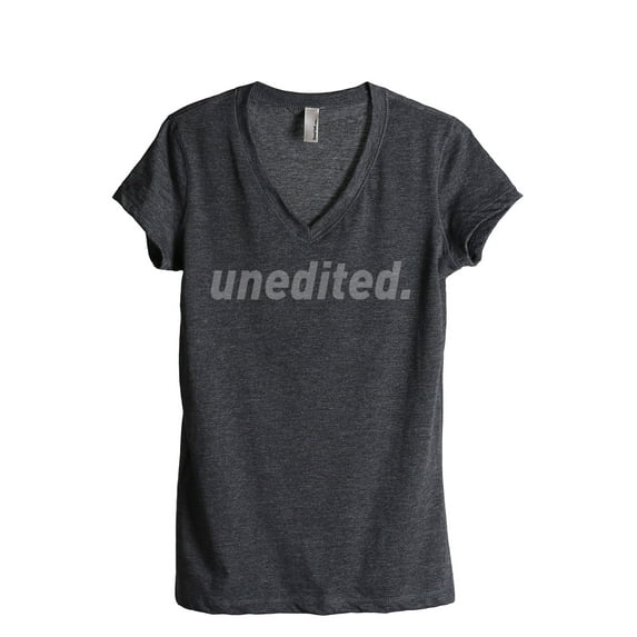 Thread Tank Unedited Women's Relaxed V-Neck T-Shirt Tee Charcoal Medium