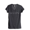 thumbnail image 1 of Thread Tank Unicorn Friends Women's Fashion Relaxed V-Neck T-Shirt Tee Charcoal Small, 1 of 4