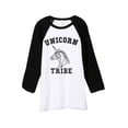 thumbnail image 1 of Thread Tank Unicorn Tribe Unisex 3/4 Sleeves Baseball Raglan White Black Small, 1 of 4