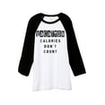 thumbnail image 1 of Thread Tank Vacation Calories Don't Count Unisex 3/4 Sleeves Baseball Raglan White Black 2X-Large, 1 of 4