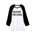 thumbnail image 1 of Thread Tank Vacation Por Favor Unisex 3/4 Sleeves Baseball Raglan White Black X-Small, 1 of 4