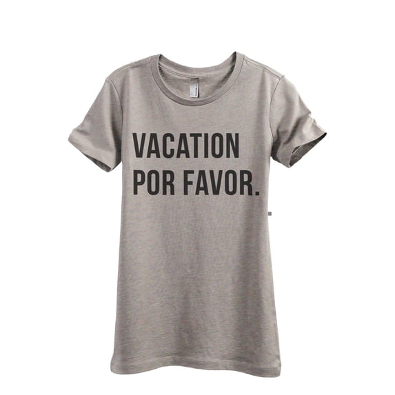 Thread Tank Vacation Por Favor Women's Fashion Relaxed Crewneck T-Shirt Tee Heather Tan Medium