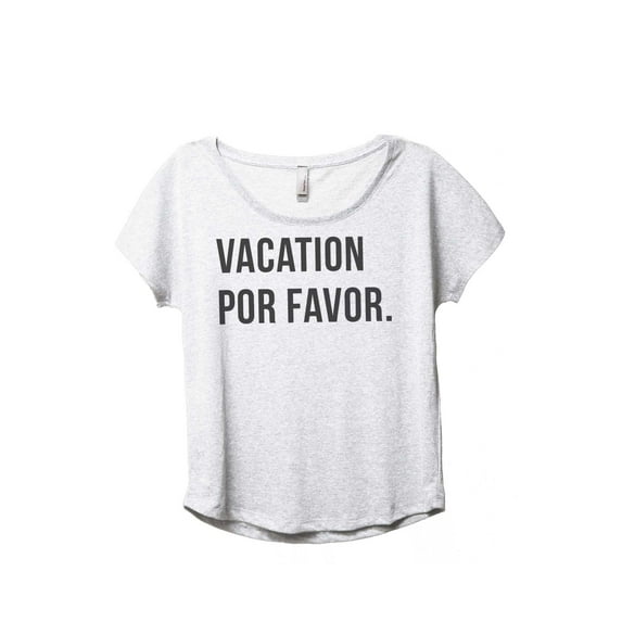 Thread Tank Vacation Por Favor Women's Fashion Relaxed Slouchy Dolman T-Shirt Tee Heather White Large