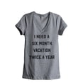 thumbnail image 1 of Thread Tank Vacation Twice A Year Women's Relaxed V-Neck T-Shirt Tee Heather Grey Small, 1 of 4