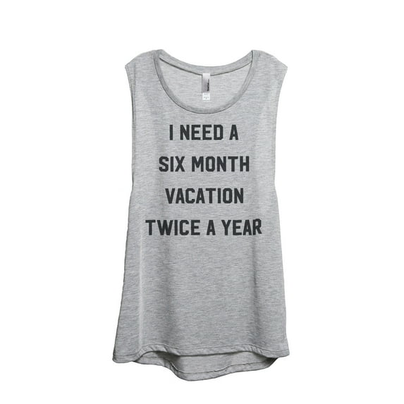 Thread Tank Vacation Twice A Year Women's Sleeveless Muscle Tank Top Sport Grey Small