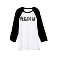 thumbnail image 1 of Thread Tank Vegan AF Unisex 3/4 Sleeves Baseball Raglan White Black Small, 1 of 4