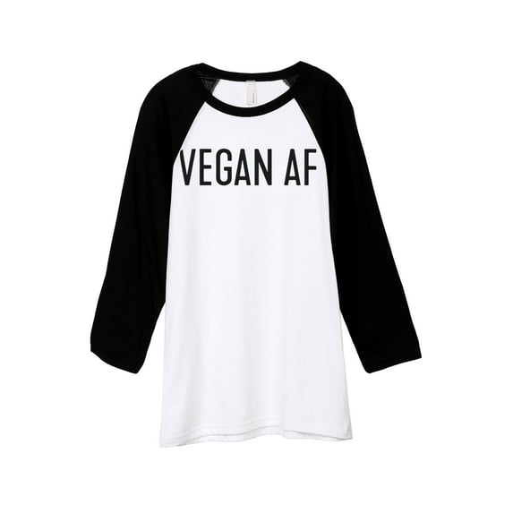 Thread Tank Vegan AF Unisex 3/4 Sleeves Baseball Raglan White Black Small