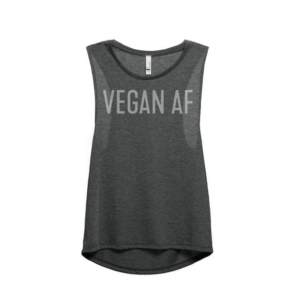 Thread Tank Vegan AF Women's Sleeveless Muscle Tank Top Charcoal Small