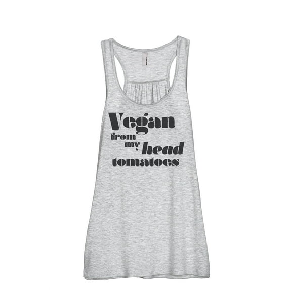 Thread Tank Vegan From My Head Tomatoes Women's Sleeveless Flowy Racerback Tank Top Sport Grey Large