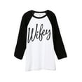 thumbnail image 1 of Thread Tank Wifey Cursive Unisex 3/4 Sleeves Baseball Raglan White Black Large, 1 of 4