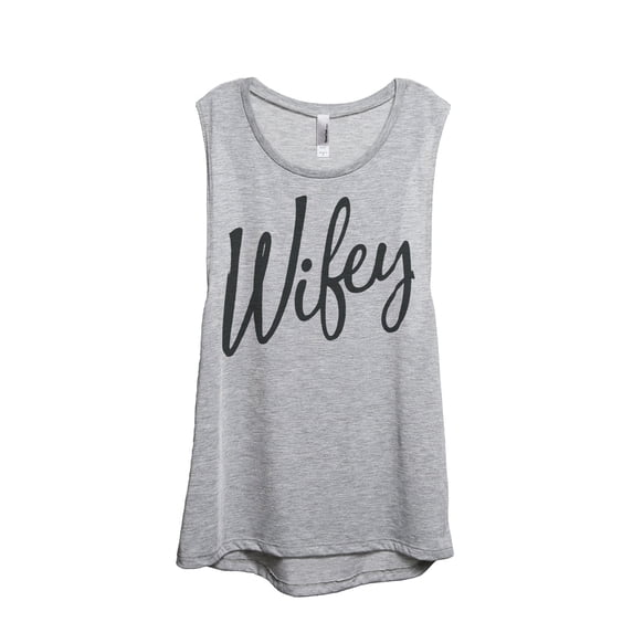 Thread Tank Wifey Cursive Women's Sleeveless Muscle Tank Top Sport Grey Small