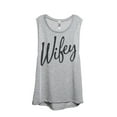 thumbnail image 1 of Thread Tank Wifey Cursive Women's Sleeveless Muscle Tank Top Sport Grey X-Large, 1 of 4