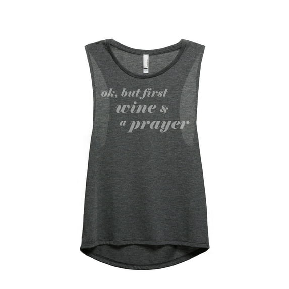 Thread Tank Wine And A Prayer Women's Sleeveless Muscle Tank Top Charcoal Small