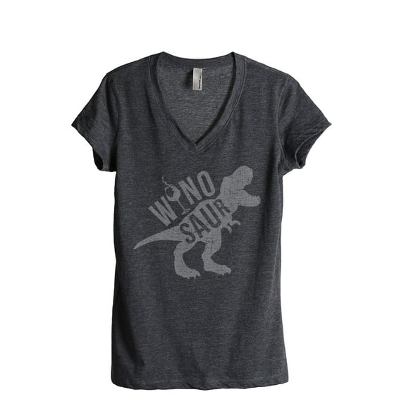 Thread Tank Winosaur Women's Relaxed V-Neck T-Shirt Tee Charcoal Large