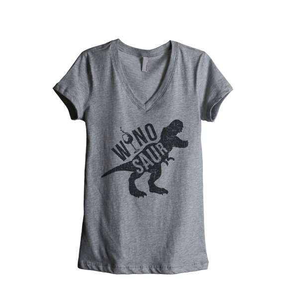 Thread Tank Winosaur Women's Relaxed V-Neck T-Shirt Tee Heather Grey X-Large